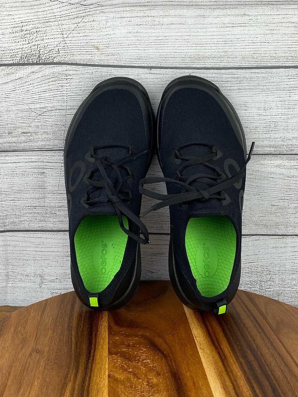 OOFOS OOmg Sport Lace Up Low Triple Black Comfort Recovery Shoes Men’s Size 10